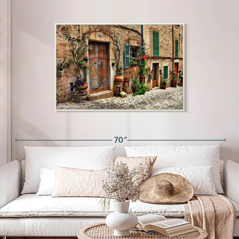 Mediterranean Old Town, Floating Frame White, 43" X 29"