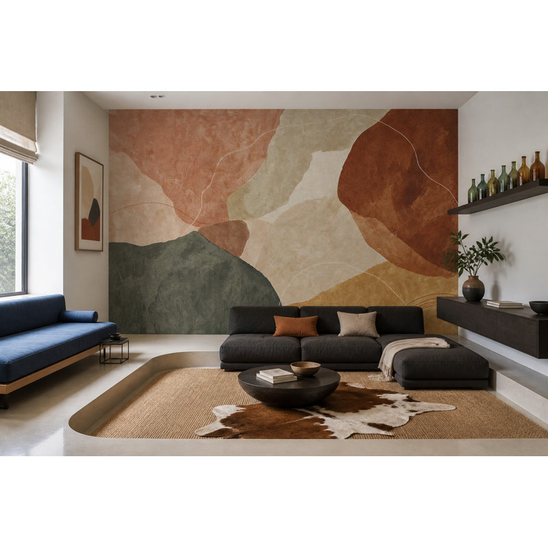 Décoration murale texturée amovible en terre cuite, 100 po x 96 po, Peler et coller