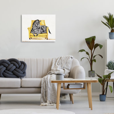Mignon zèbre sur toile jaune, par George Dyachenko