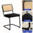 Modern Mid-Century Breuer Designed Velvet Rattan Dining Chairs Set With Chrome Legs For Elegant And Comfortable Seating-1612245977-1612245979