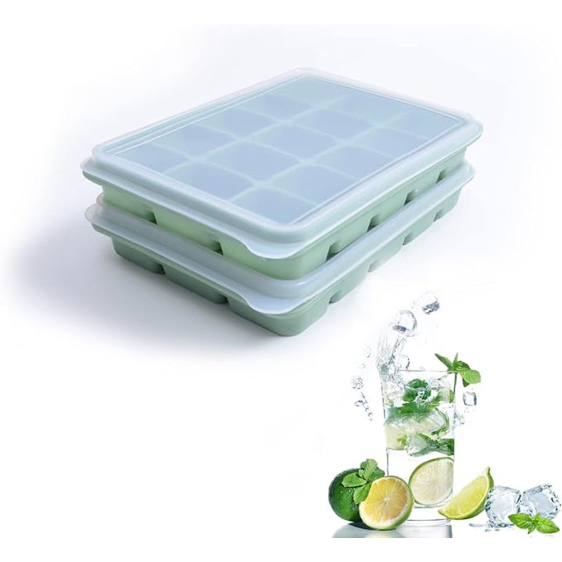 Ensemble de 2 moules à glaçons en silicone flexibles à dégagement facile avec congélateur réutilisable et bacs à glaçons empilables pour le whisky, la nourriture pour bébé et sans BPA 