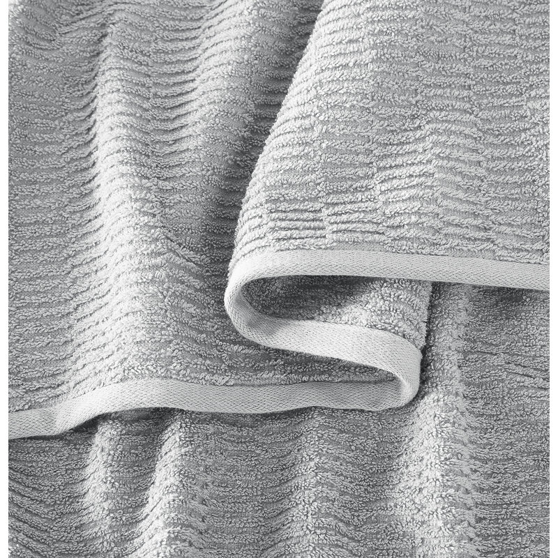  Textured Quick Dry Bath Towel Set, Grey