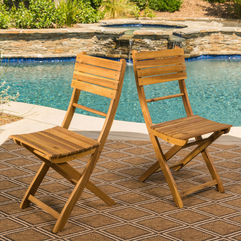 Outdoor Acacia Wood Folding Dining Chair, Natural