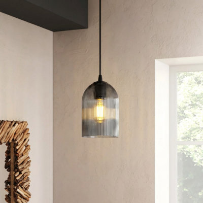  Dansby 1 - Light Ribbed Glass Pendant Light for Dining Room