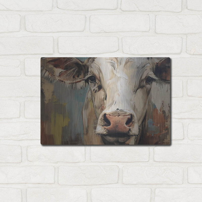 «August Cow», «The Cow No 1» par Augusteas Magnusson, art mural en métal, H 12 po x l 16 po