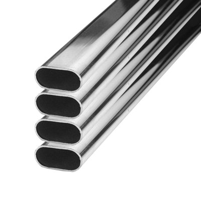  Heavy Weight Steel Oval Closet Rods – 1-1/8" (30Mm) X 9/16" (15Mm), Premium Chrome Finish, Set Of 4, 8Ft Long, Durable And Stylish