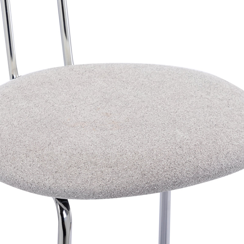 Ceferina 22.8" Mid Century Modern Rattan Back Upholstered Bar Stool, Gray