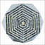 16 x 14 x 18 po, tabourets de jardin hexagonaux, table d'appoint unique Capiz, noir / blanc