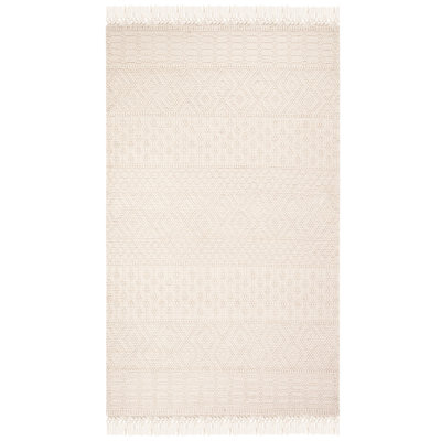 Aldeline Hand-Woven Flateweave Wool Ivory Area Rug
