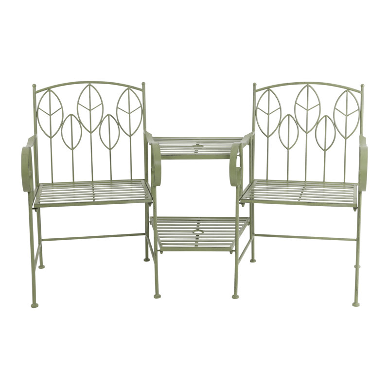 Wrought Iron Outdoor Bench, Green