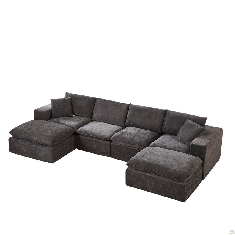 Chenille Cloud Sofa, Freely Combinable, Dark Gray Chenille