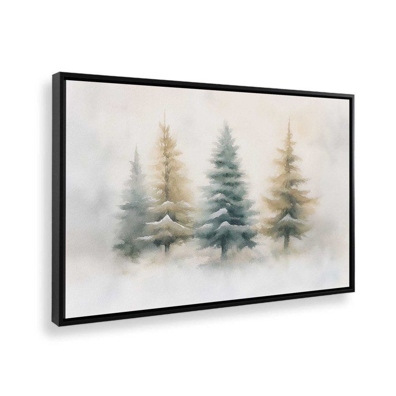 «Snowlit Pines», reproduction d'art sur toile, H 8,75 po x l 12,75 po, Noir satiné