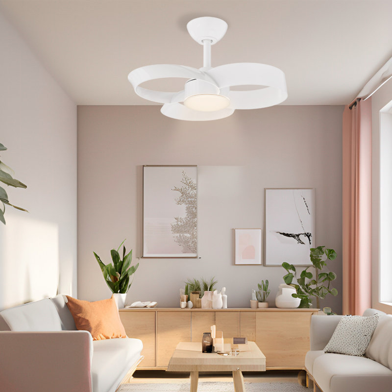 Soraya 22 in. Indoor Ceiling Fan with Dimmable Integrated LED and Remote Control, White, White