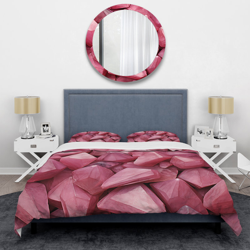 Ensemble de housse de couette Pink I Gemstones Fusion I - Abstract Shapes, Housse de couette pour lit simple