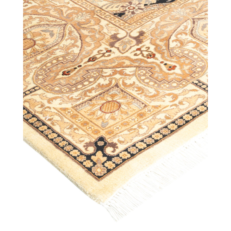 Ivory Hand-Knotted Wool Geometric 8' x 10' Area Rug