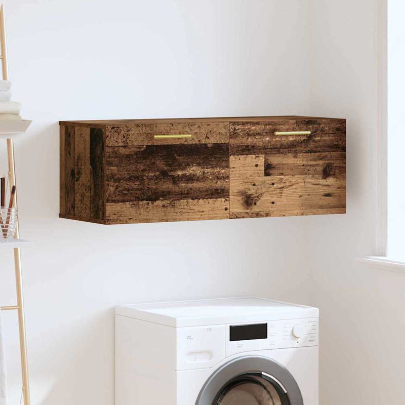 vidaXL Wall Cabinet Wall-mounted Engineered wood Storage Unit Rustic Design, Old Wood/Gold