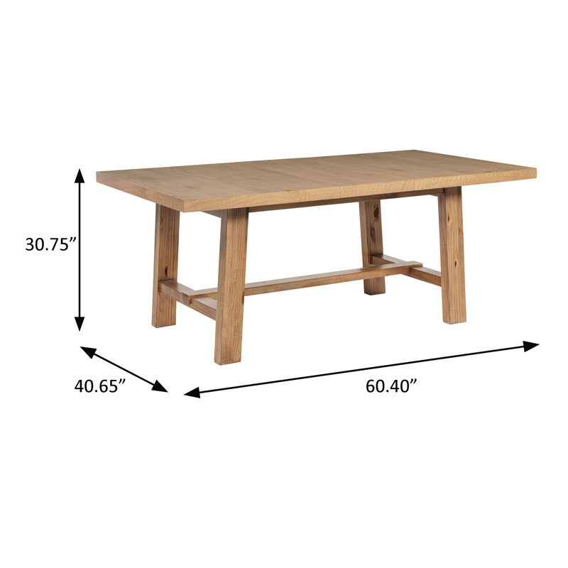 60.4" W Farmhouse Extension Dining Table, Brown