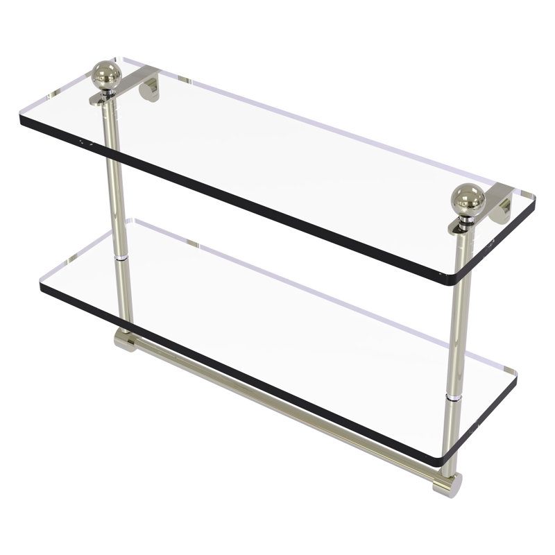 Tablette à 2 niveaux avec barre à serviettes Gober, 16 po, Nickel poli
