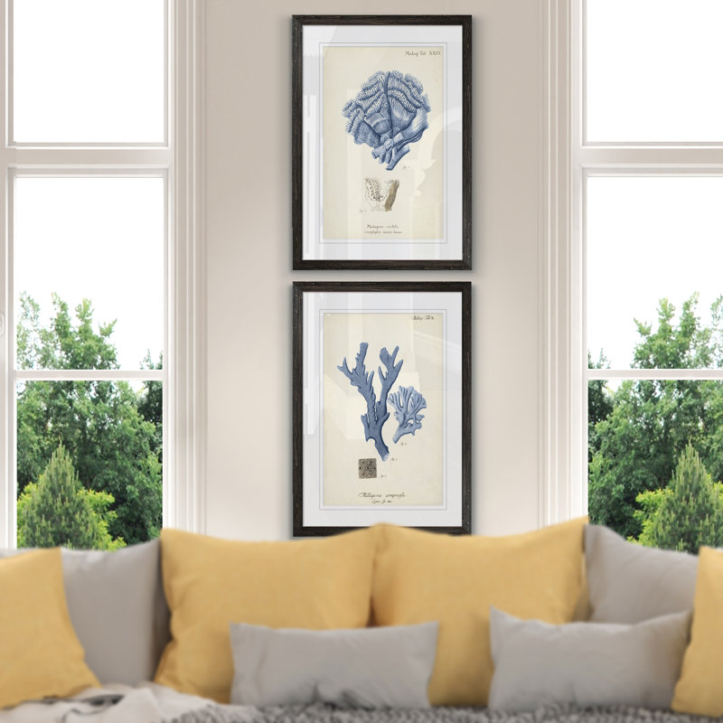 "corail antique en bleu marine i" par vincent van gogh-2 pièces, ensemble de 2 reproductions d’art sur image, Blanc