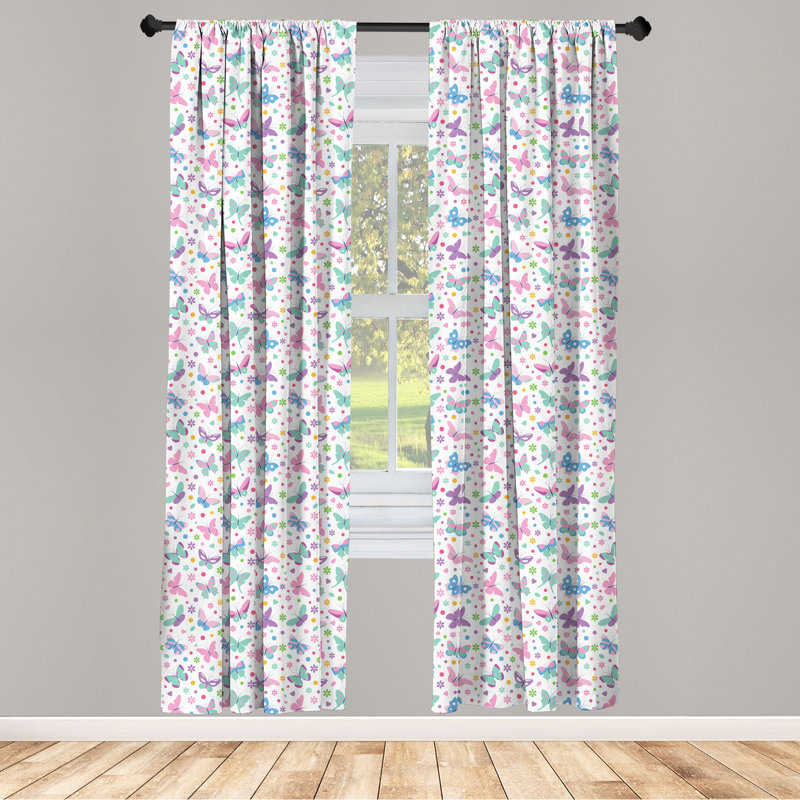 Floral Semi-Sheer Rod Pocket Curtain Panels, 28" x 95"