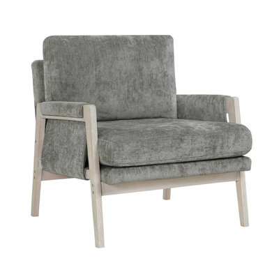 Modern Home Accent Chair Cushion Seat Back Chenille Fabric Upholstery Solid Wood Furniture 1Pc