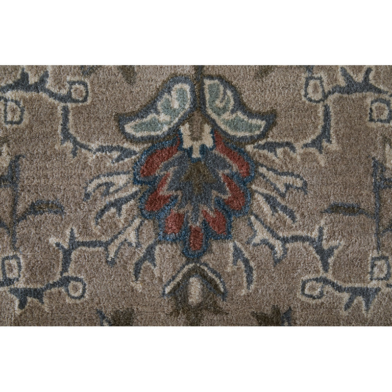 Azalea Hand Tufted Wool Floral Area Rug in Gray, Rectangle 5' x 8'