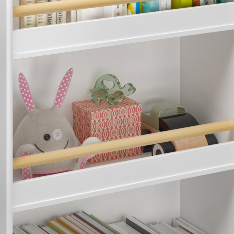 Kids Bookshelf, 3-Tier Bookcase, Book Organizer, Toy Storage Cabinet Organizer, White