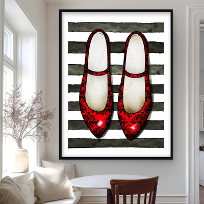 Red Glossy Shoes Framed Print - Fashion Home Decor Art