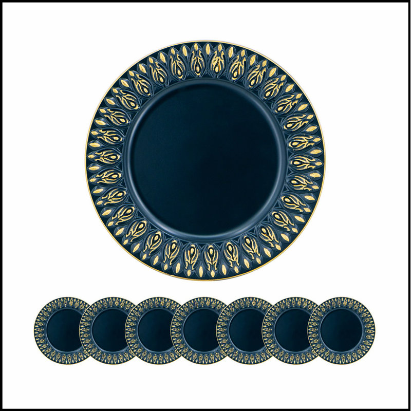 Paquet de 8 assiettes de présentation en plastique durables pour un décor élégant de salle à manger et d'événement, 14 pouces, colorées et élégantes