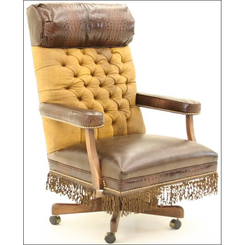 Swivel Executive Chair, Bella Black Performance Velvet, Brushy Bayou, Old Gold E