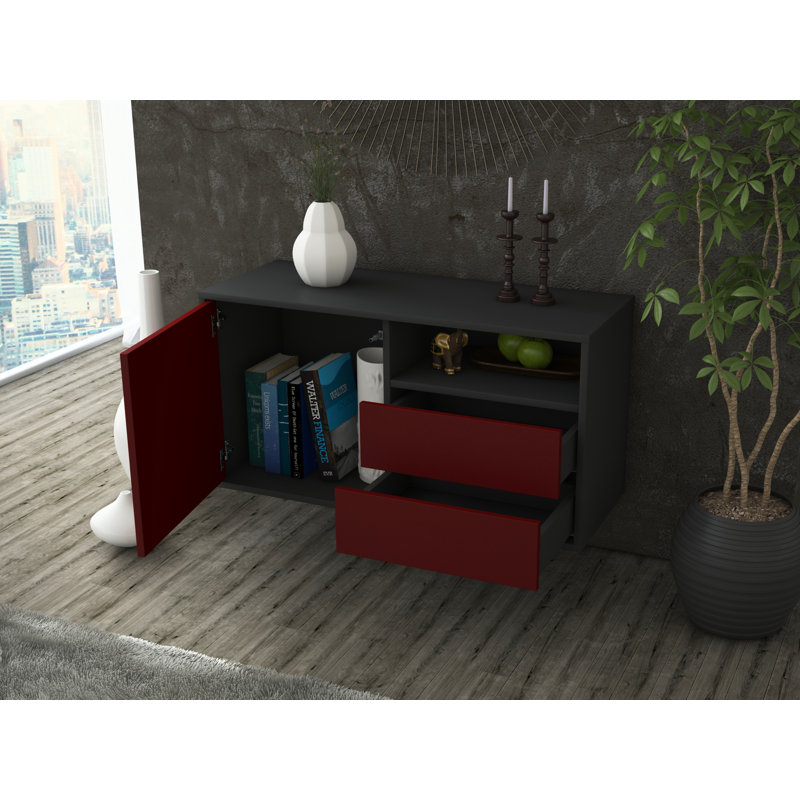 Garibaldi Unfinished Floating TV Stand, Red