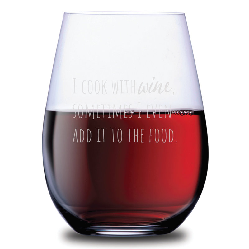 «I Cook With Wine Some Parfois I Add It To The Foood - 4 pièces 21 oz. Ensemble de verres à vin sans pied