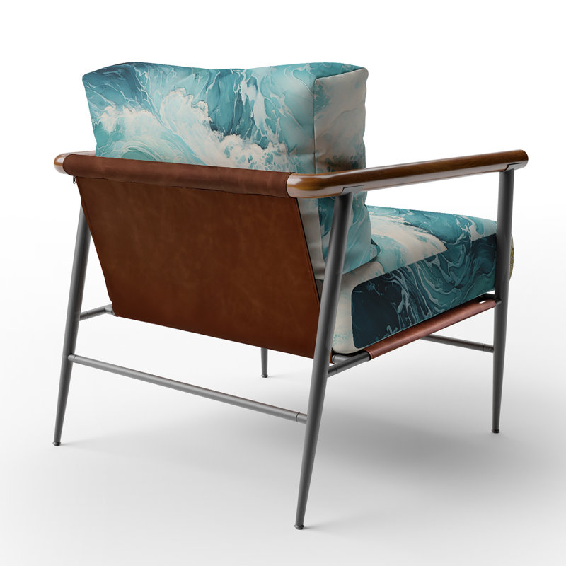 Fauteuil d'appoint rembourré bleu Ocean Teal Wave Expression, Noir
