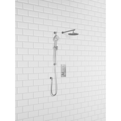 Complete shower system with 2-Way AQUATONIK™ Push-Button Thermostatic Valve - Chrome
