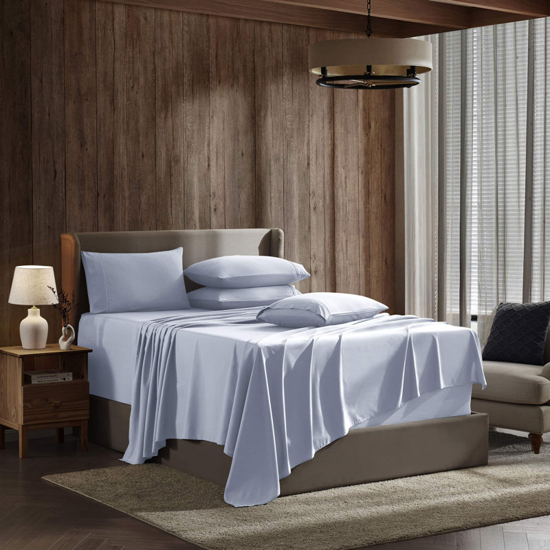 Ensemble de draps en microfibre Hotel Luxury, Bleu givré, Double