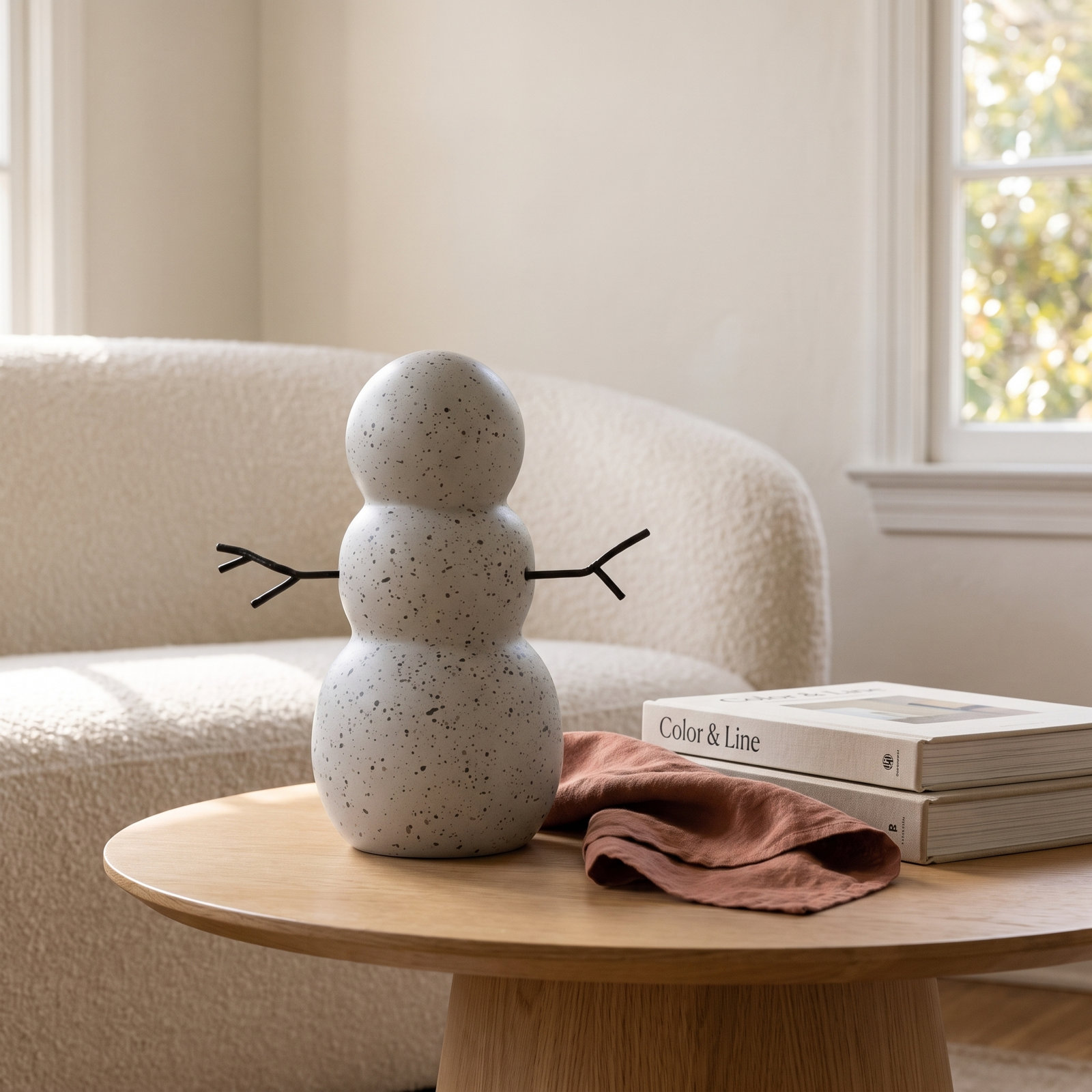 Mole Dot Ceramic Snowman Sculpture, 4.33'' H x 2.76'' W x 2.76'' D