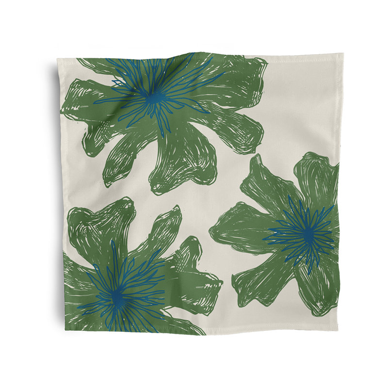 Ceriyah Polyester Floral Square Napkin, Green