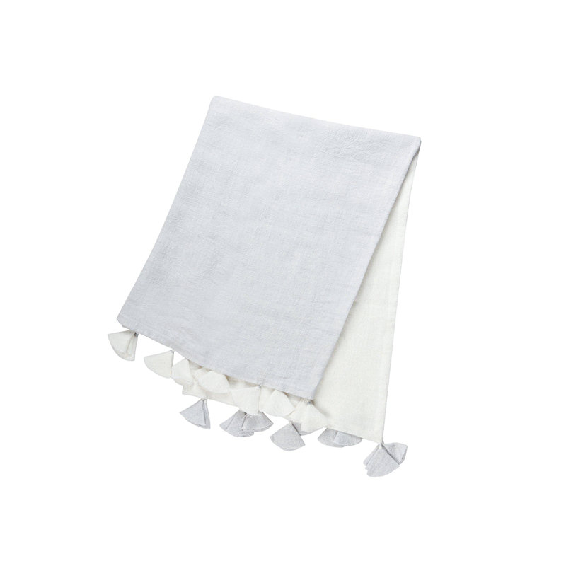 Luxe Hand Woven Throw Blanket, Light Gray