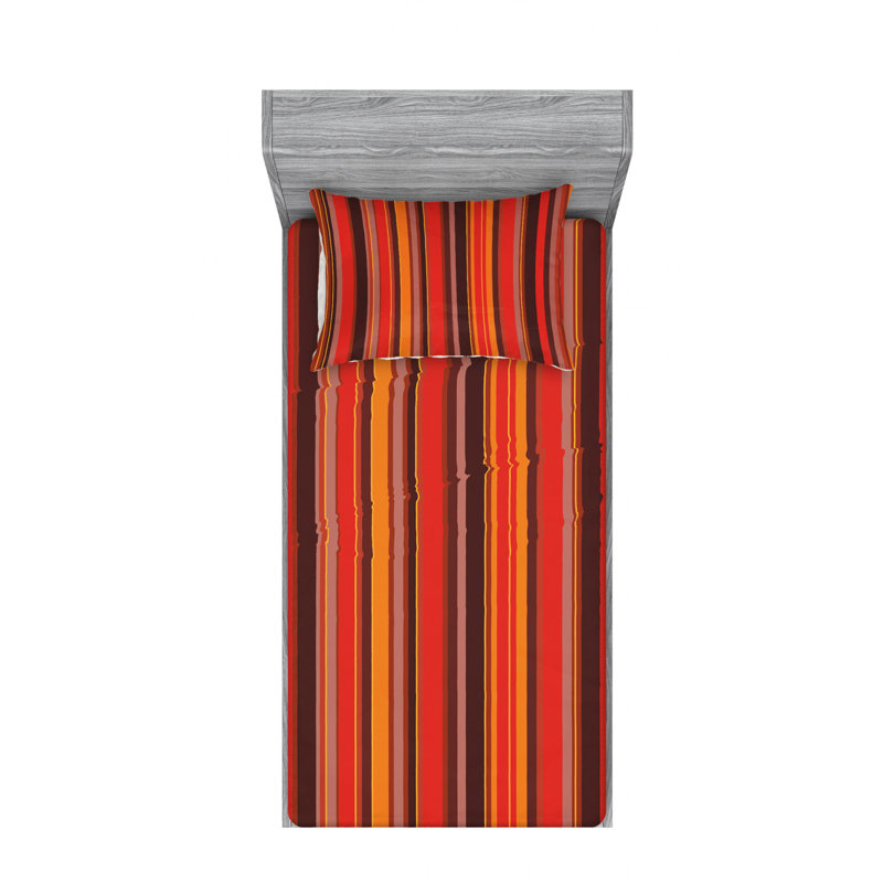 Microfiber Striped Sheet Set, Twin XL Sheet Set with Fitted Sheet, Vertical Tiny and Thick Lines Striped