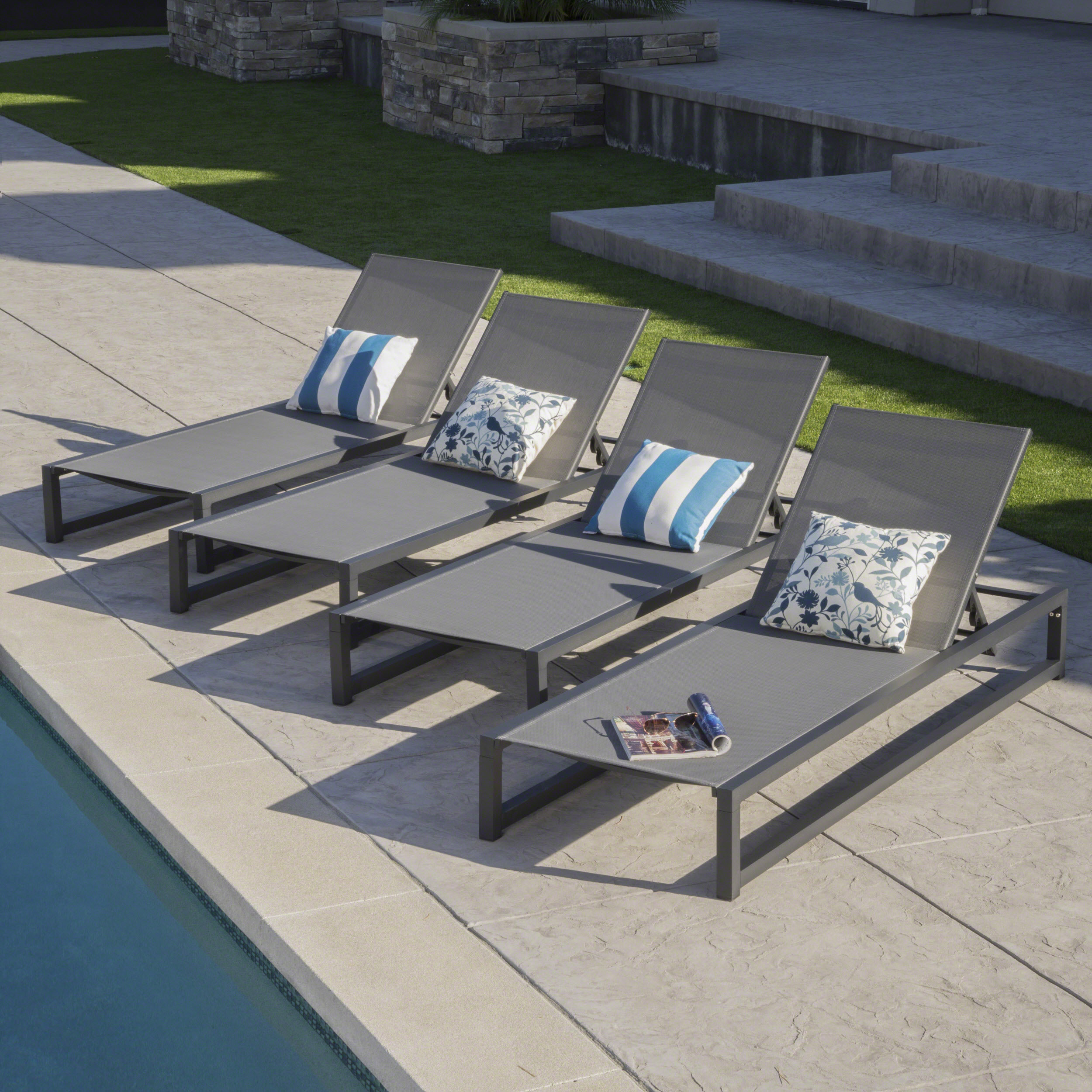 Wade Logan® Alliyiah Reclining Sun Lounger Set & Reviews | Wayfair