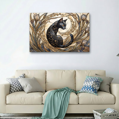 Ensemble de 1 tableau sur toile représentant un chat artistique