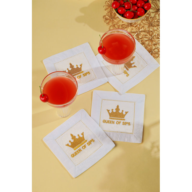 Ensemble de 4 serviettes de table en lin Queen of Sips