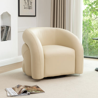 Fauteuil demi-tonneau pivotant en cuir artificiel Coyle