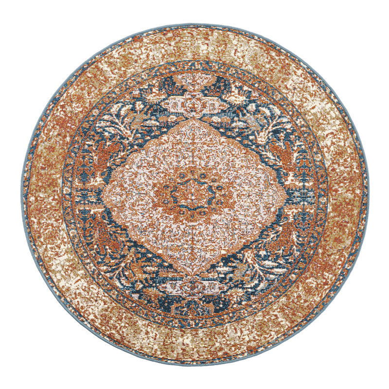 Tapis d'extérieur traditionnel, Rond 4 pi 1 po