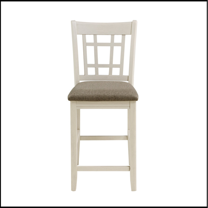 Ensemble de chaises à hauteur de comptoir en bois blanc antique à finition comptoir de 2 pièces avec sièges rembourrés pour un repas confortable
