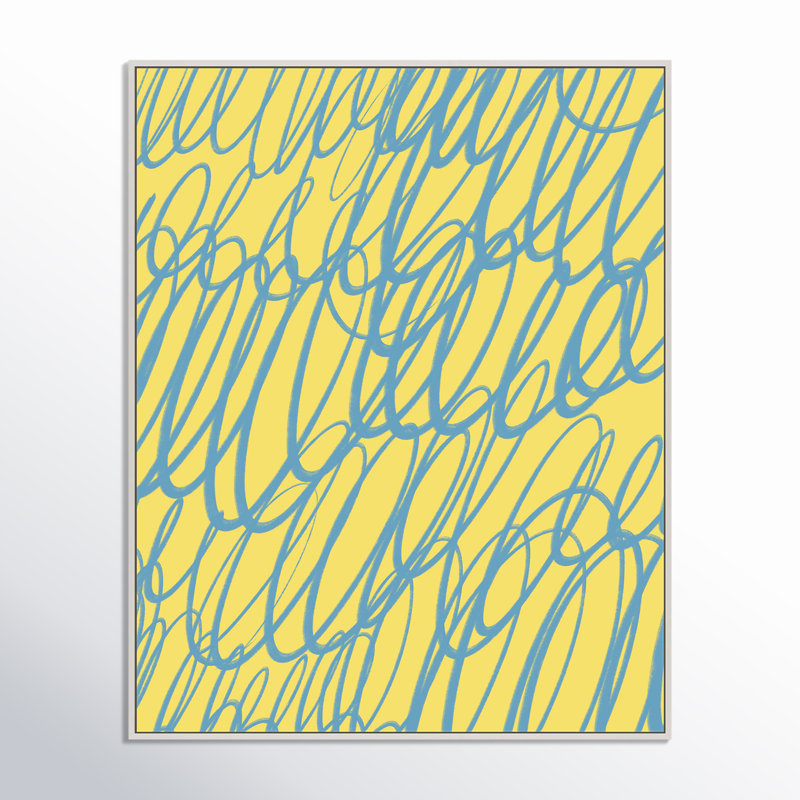 «Color Squiggles 5» par Jacques Pilon - Art mural encadré, Toile à structure simple blanche, H 50 po x l 40 po x P 1,25 po