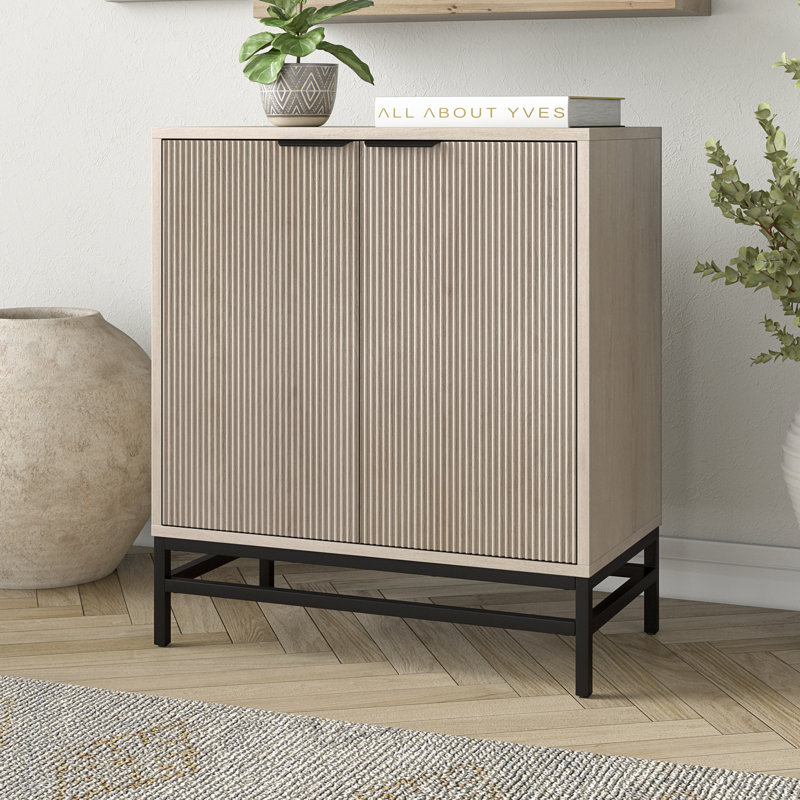 Demello 28" Wide Rectangular Accent Cabinet in Alder, White