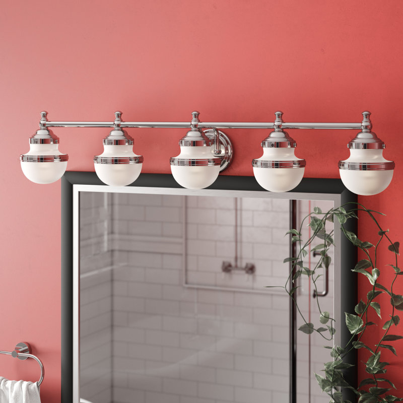 Éclairage pour meuble-lavabo à intensité variable Aseret, Chrome poli, H 8,25 po x l 42 po x P 7,25 po, 5 lumières