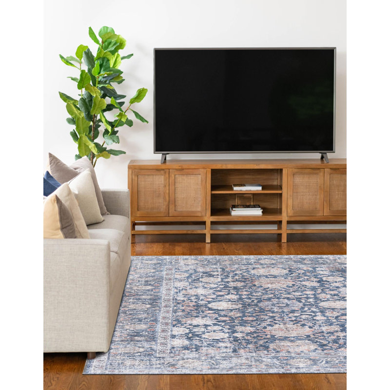 Tapis Samarth Thorine, Bleu, Rectangle 3 pi 3 po x 5 pi 3 po