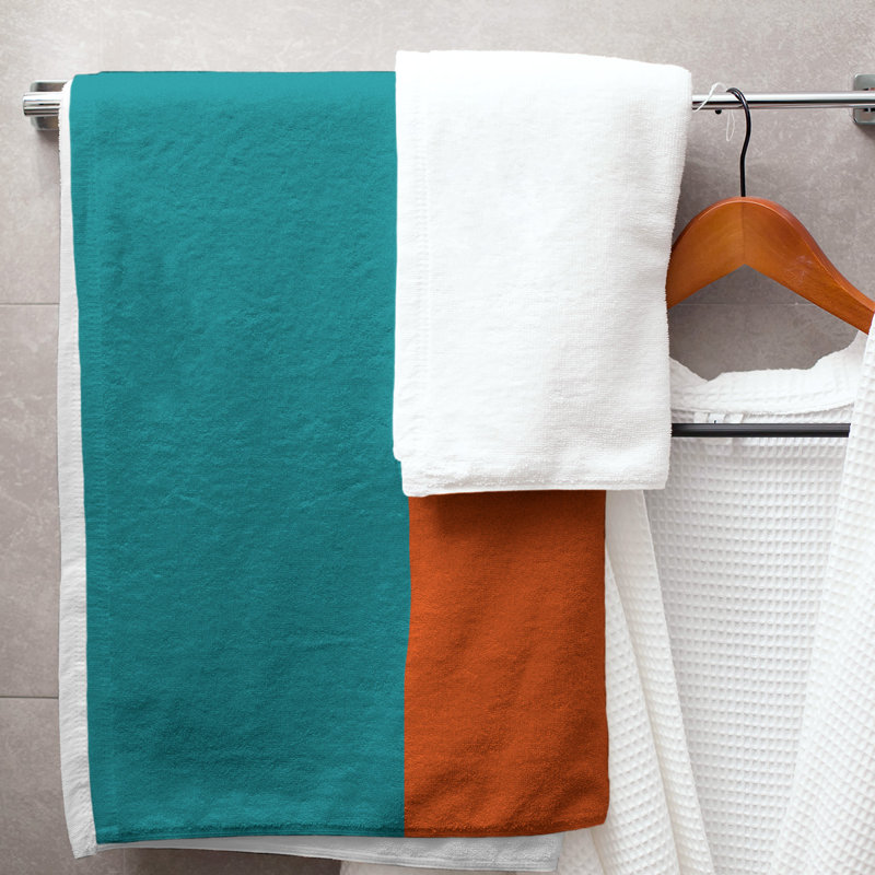 Bath Towel, Sea Green/Orange/Off White